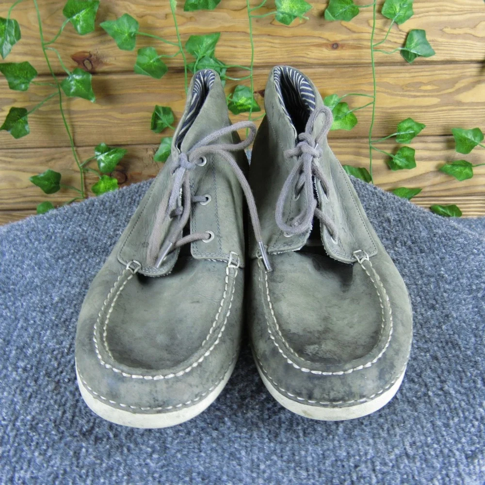 UGG Kaldwell Men‎ 10.5 Gray Leather Chukka Boots Casual Lace-Up Moc Toe Comfort